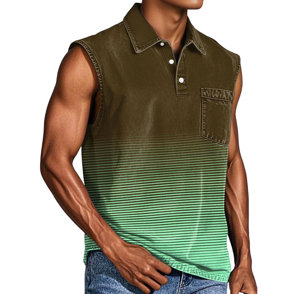 Men's Casual Pocket Button Collar Sleeveless Vest