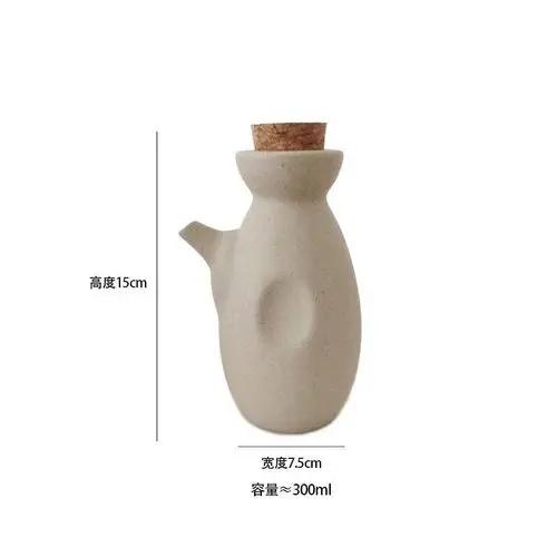 Vaso Ceramica Vintage per Condimenti Stile Giapponese Casa Cucina Sale Peperoncino Zucchero Vaso Olio Coperchio Legno Spezie Utensili Cucina Moderno