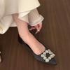 Square Buckle Rhinestone Foot Cover Soft Sole Pointed Flat Sole Single Shoe New Xiaoxiangfeng Comfortable Temperament Shoes