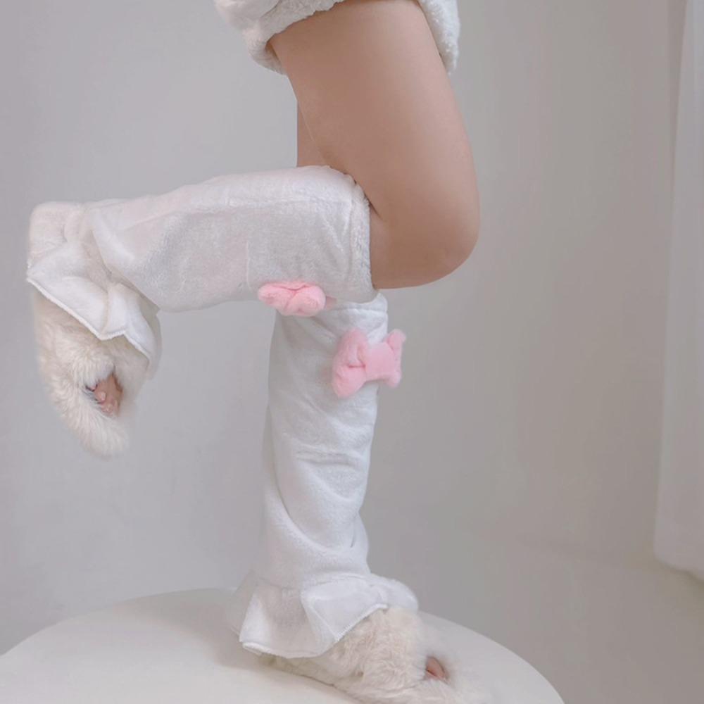 Bowknot Women's Stockings Japanese Style Bow Plush Leg Warmers Gothic   Party