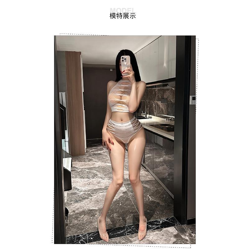 Women Sexy Sheer See Through Cut Out Tearable Hip Wrap Lingerie Set
