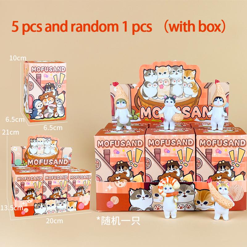 Cartoon Mofusand Serie Gefrituurde Garnalen Verkleed Model Serie Blinde Doos Schattige Genezende Kat Auto Ornament Mysteriedoos Verrassing Leuk Cadeau