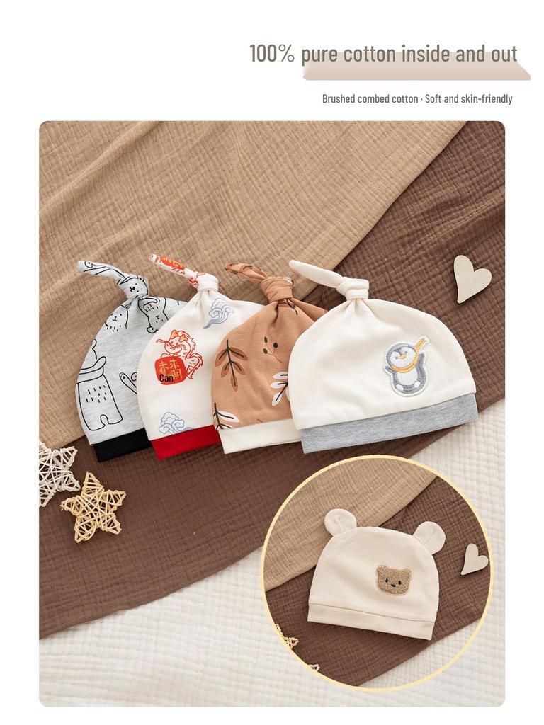 Unisex Yenidoğan Bebek Şapkası, 0-3 Ay, Saf Pamuk, Yumuşak, Çift Katmanlı, Sonbahar/Kış için İdeal