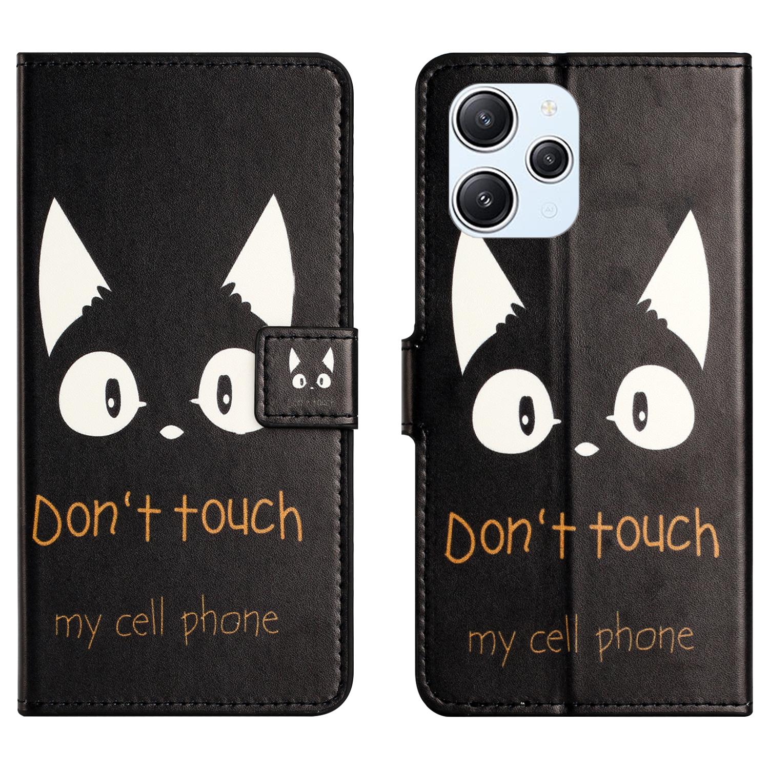 

For Xiaomi Redmi 12 4G PU Leather Pattern Printing Phone Cover Flip Wallet Stand Case E