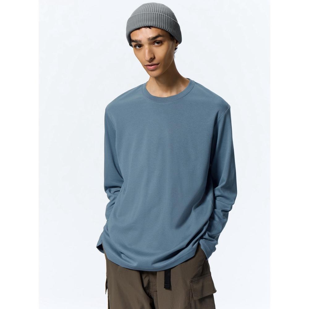 

Футболка Gu By Uniqlo из мягкого хлопка с круглым вырезом и длинными рукавами 64 BLUE/S