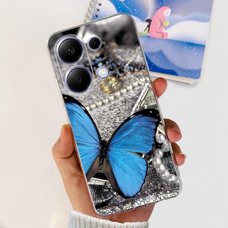 For Xiaomi Redmi Note 13 Pro 4G Case Beautiful butterfly flower TPU Soft Silicone Cover For Xiaomi Poco M6 Pro Bumper Phone Case