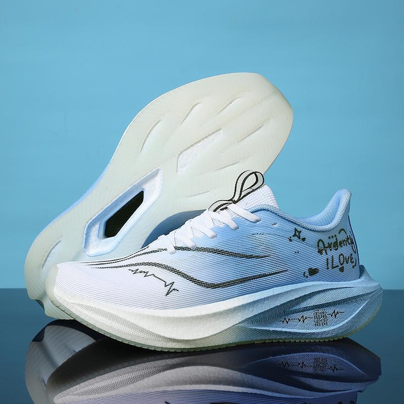 

Running shoes spring and summer 2025 new sports training running shoes couple super light shock absorption high rebound carbon board racing shoes 34