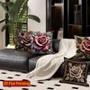 2D  Vintage Embossed Rose Floral Throw Pillow Covers Pattern Cushion Cover Suitable For Sofa Bedroom Car Pillow Cover