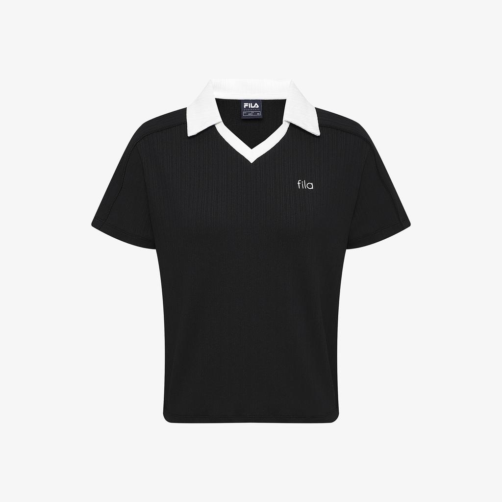 Hwilla Women'S Ribbed Training Collared Short Sleeve Tee (Fs262Ts02F001001)