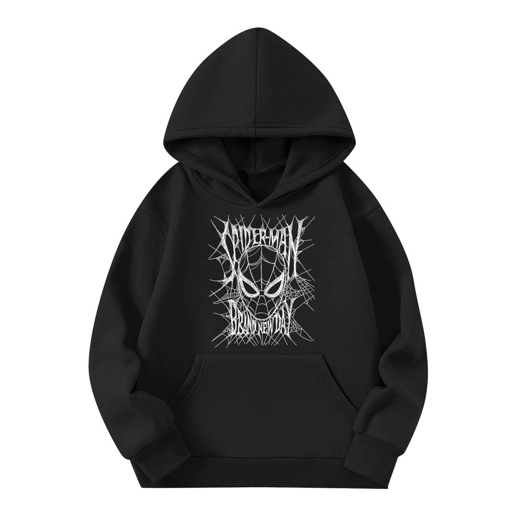 Kids Long Sleeve Pullover Hoodie with Pocket Letter Print Loose Fit Top