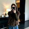 'Milk coffee small vest 'ring bag small cape vest fluffy jacket women's autumn and winter fur integrated small man