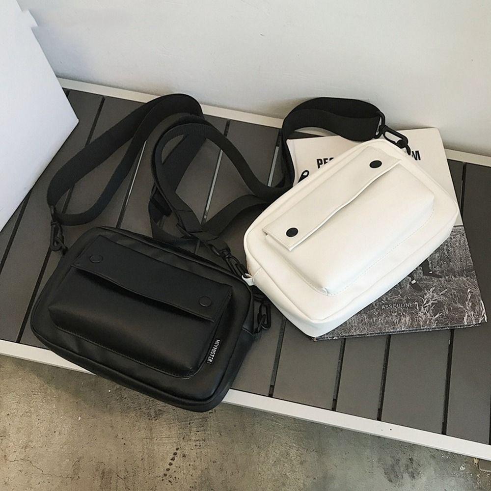 

Causal PU Crossbody Bag Large Capacity Sports Shoulder Bag Fashion Square Message Bag Travel білий