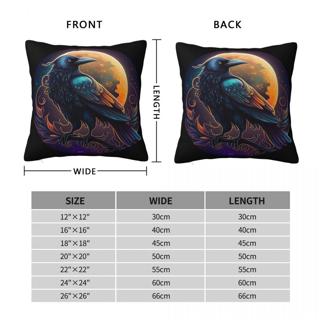 Mystical Full Moon Raven Spirit Square Pillowcase Polyester Linen Velvet Printed Zip Decor Pillow Case Home Cushion Case