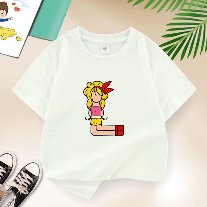 Dragon Ball Summer White Childrens Letter AW Printed Short Sleeve TShirt for Boys and Girls Cute Casual Tee Suitable As AGift