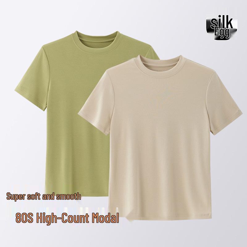 

Women s White Modal Crew Neck Short Sleeve T-Shirt - Silk Protein Undershirt for Spring/Summer L