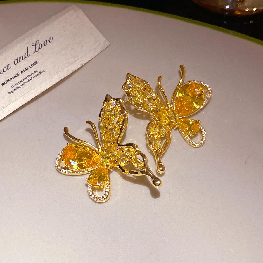 Gilded Zircon Butterfly Open Ring - Elegant, Versatile & Luxurious Jewelry