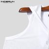 INCERUN Summer Men Drawstring Sleeveless Mesh Hooded Tank Tops