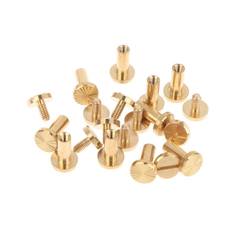 10Pcs Solid Brass Binding Chicago Screws Belt Screw Nail Stud Rivets For Photo Album Leather Craft Belt Wallet Fasteners