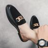 Fashion New Black Half Shoes For Men Leather Shoes Men Mules Casual Shoes Men Fashion Sapato Social Masculino Mocassin Homme Chaussure