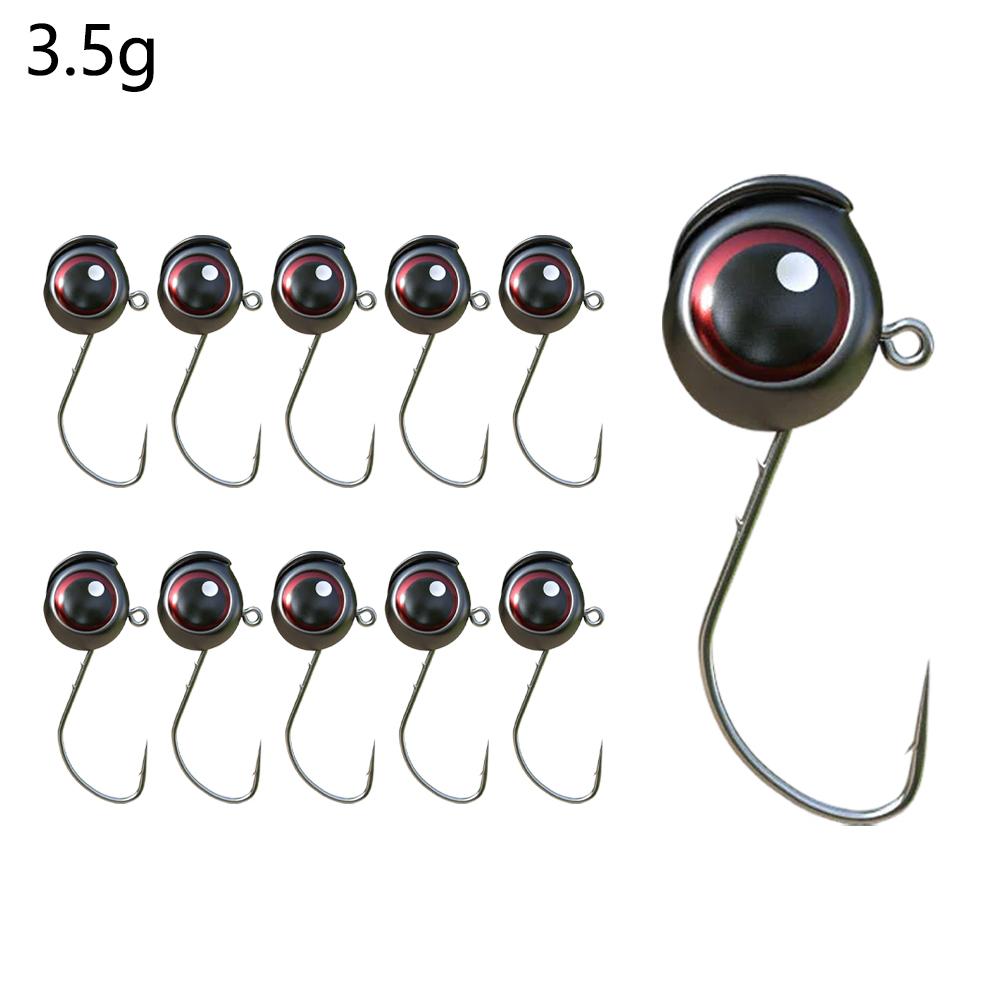 10pcs Big Eyes Jig Head Fishing Hooks with Mustad Hook 2.5g 3.5g 5g Fish Head Fishhook for Fishing Tackle Free Soft Worm Lure