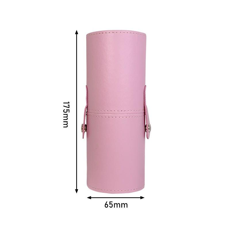 Round PU Leather Makeup Brush Holder Cylinder Organizer Desk Vanity Storage