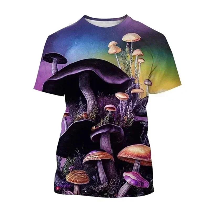 Summer Men's Casual T Shirts 3d Print T-shirt Art Design Colorful Mushroom Print T-shirts For Men Short Sleeve Streetwear Tops