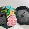 1PC Witch Princess Automatic Open/Close Umbrella with Windproof, 8-Rib Sturdy Canopy, Durable Ribs, Fashionable Design, Outdoor Accessory, Fun Prin, H