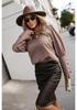 2024 Autumn Fashion Women's V-Neck Long Sleeve Button-Down Solid Color Top