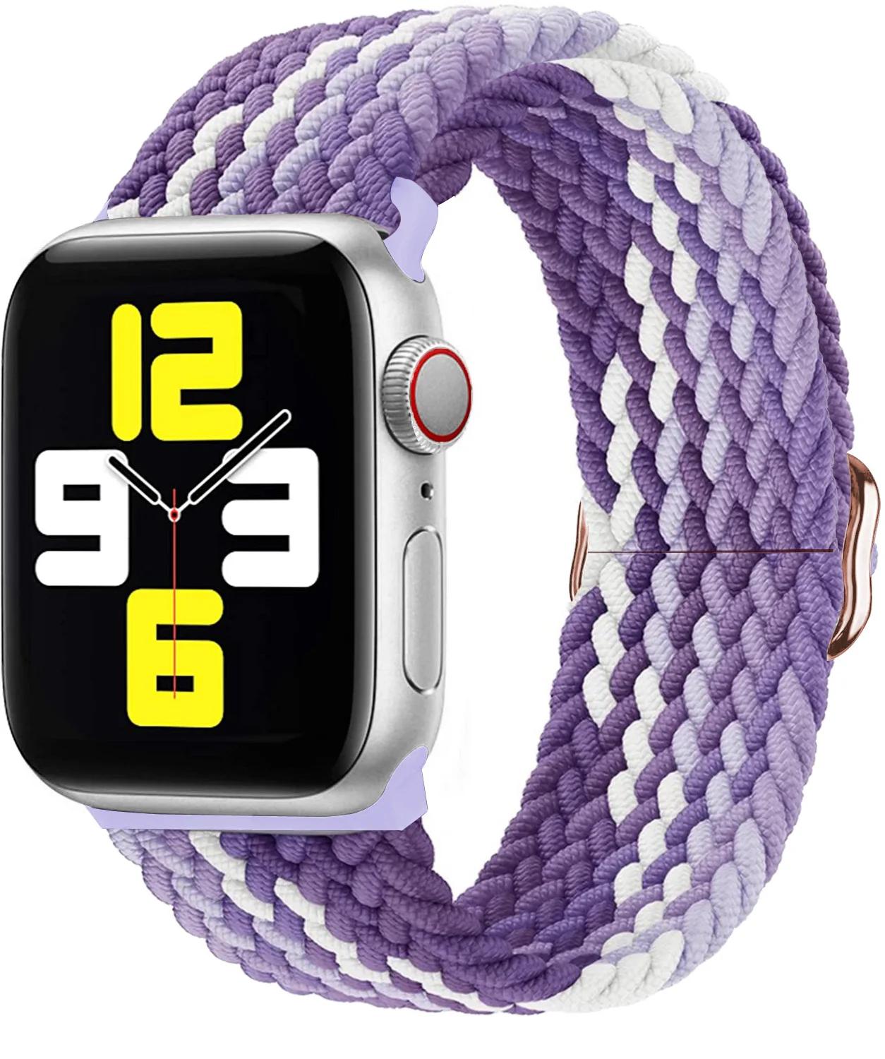 

Nylon braided loop For Apple watch band Ultra 3 49mm 45mm 44mm 40mm 42mm 46mm Series 11 10 9 8 7 6 5 SE Adjustable elastic strap S11-10 46mm 44 45 49