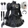 2B Neil Cosplay Costume, Neil Mechanical Era Anime Party Full Set Role-playing Performance Dress Set, Black Dress Full Set Fancy Party Halloween