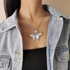 Accessories, Simple Single-Layer Twist Chain Necklace For Women, Exaggerated Personality, Diamond-Set Butterfly Pendant Necklace