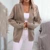 Vintage Autumn Winter V Neck Loose Knitwear Sweater Long Sleeve Solid Color Cardigan Top