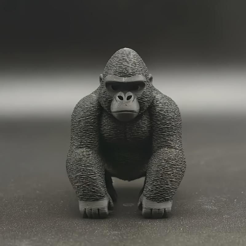 3D Printed Silver Backed Gorilla Statue, Realistic Chimpanzee Ornament, Used for Desktop, Office, and Holiday Home Decoration