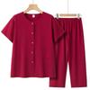 Elegant Two-Piece Summer Set for Middle-Aged and Elderly Women - Short Sleeve Casual Style