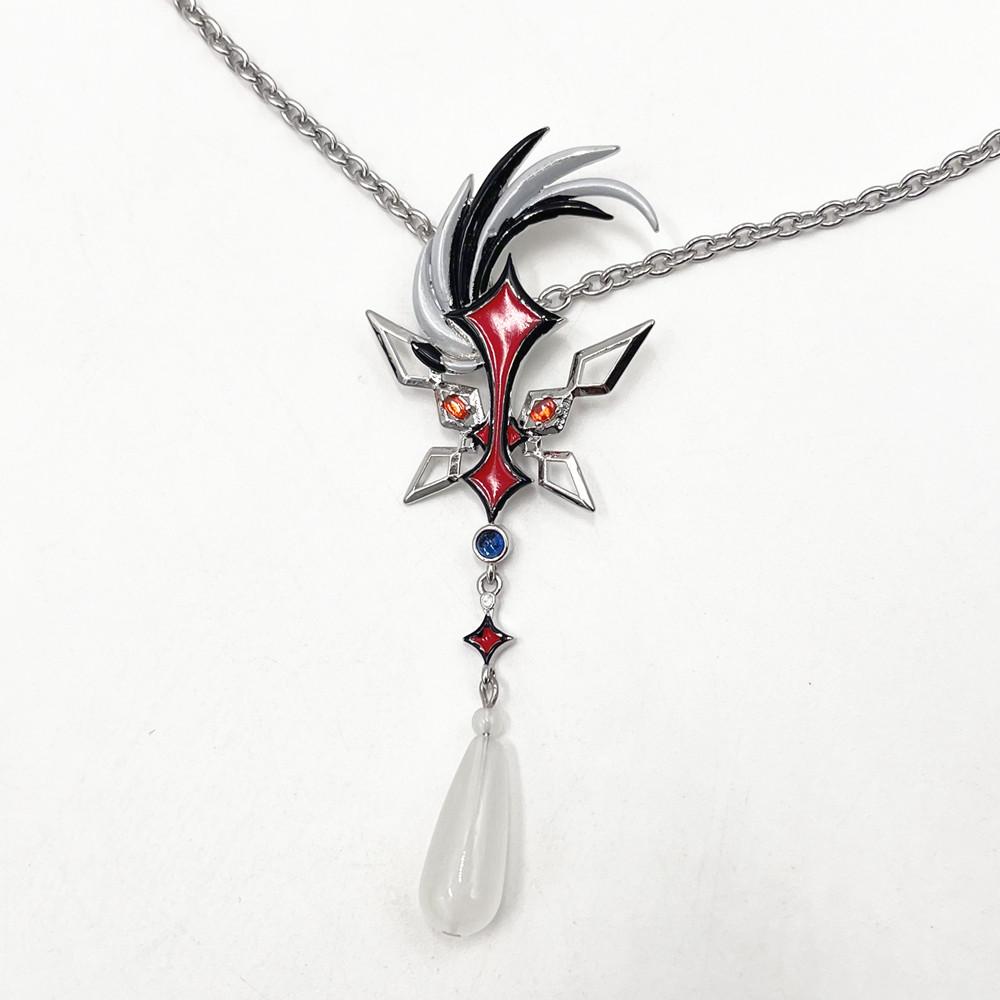 Game Genshin Impact The Knave Arlecchino Cosplay Necklace Unisex Chain Choker Alloy Pendant Jewelry Hip-pop Accessory Props Gift