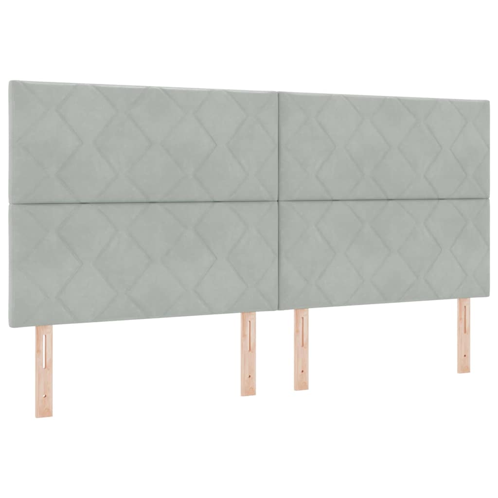 Boxspring Bed with Headboard Light Grey 200 X 200 Cm Velvet
