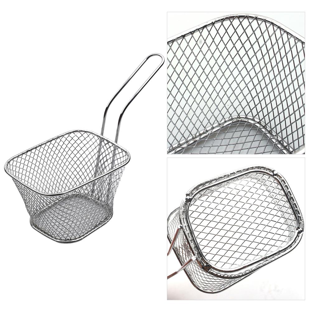 1pc Square Electroplating French Fries Basket Mini Frying Basket Frying Basket