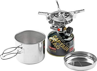 Set Hot Pot pentru o singură porție Captain Stag, Set aragaz mic pe gaz și plită Oric M-6400