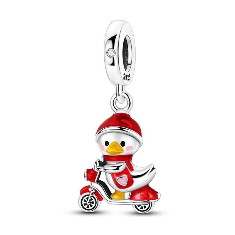 Original Charm 925 Pure Silver Rabbit Snowman Bear Whale Pendant Beads fit Women's Necklace DIY Bracelet Exquisite Jewelry Gif