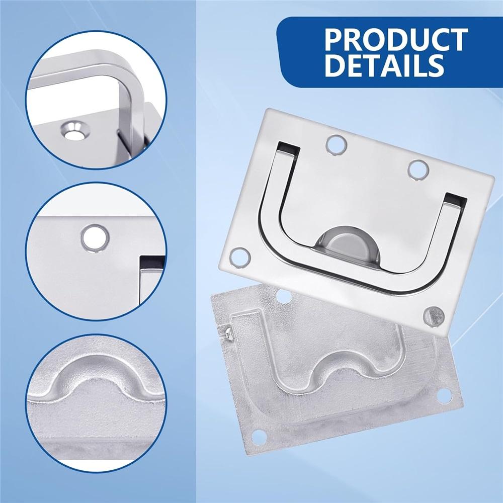 316 Stainless Steel Flush-Mount Handles – 75x58x9mm Marine Deck Hatch Pulls – 1/2/4 Pack – Mirror Polished For Toolboxes, Furniture, Floors