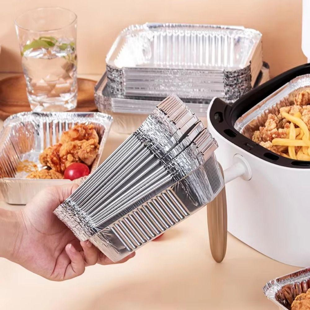10PCS Square Foil Food Containers With Lids BBQ Bowl New Baking Pans  Baking