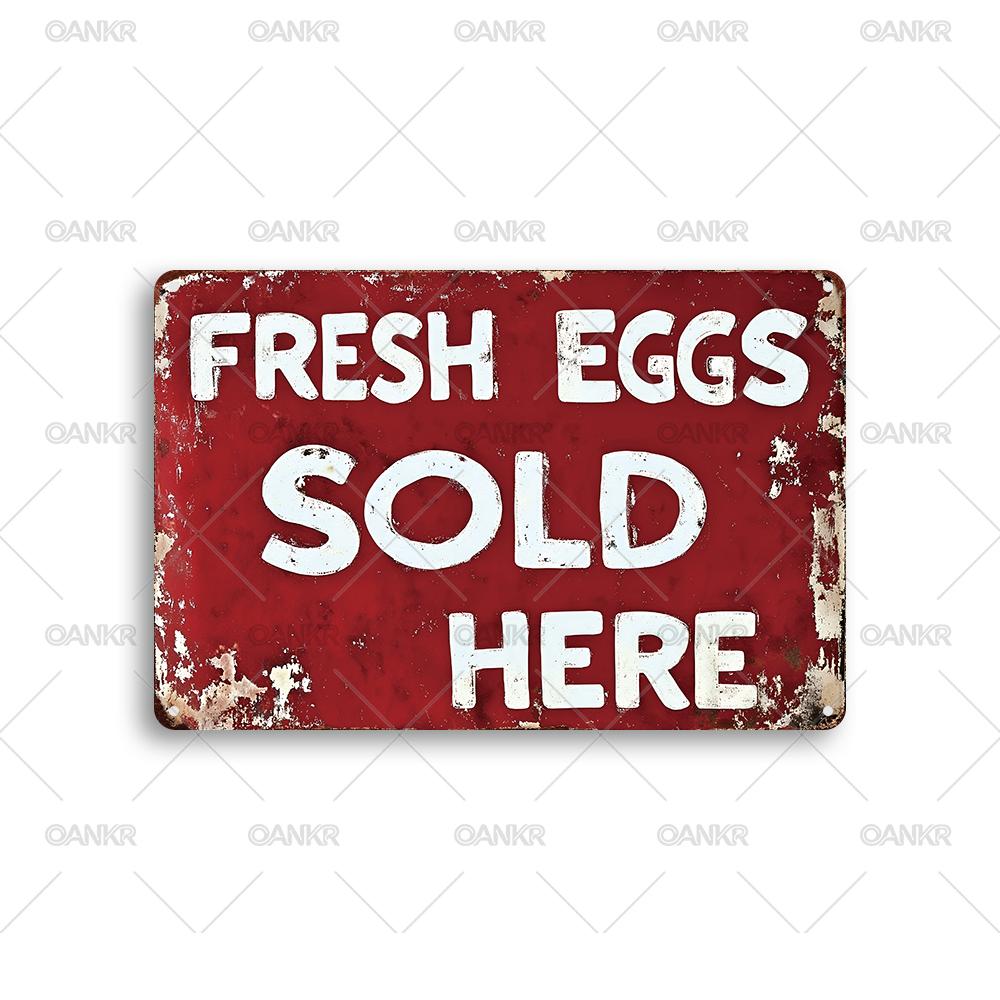 

Vintage Fresh Eggs Sold Here Metal Tin Sign Retro Poster Metal Signs for Farm Garden Restaurant Wall Decor Plaque 20x30cm（7.8x11.8inch）
