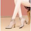 Summer Women Fashion Pointed Mesh Breathable Rhinestone High Heel Korean Style Comfortable Cool Boots for Women Sandals