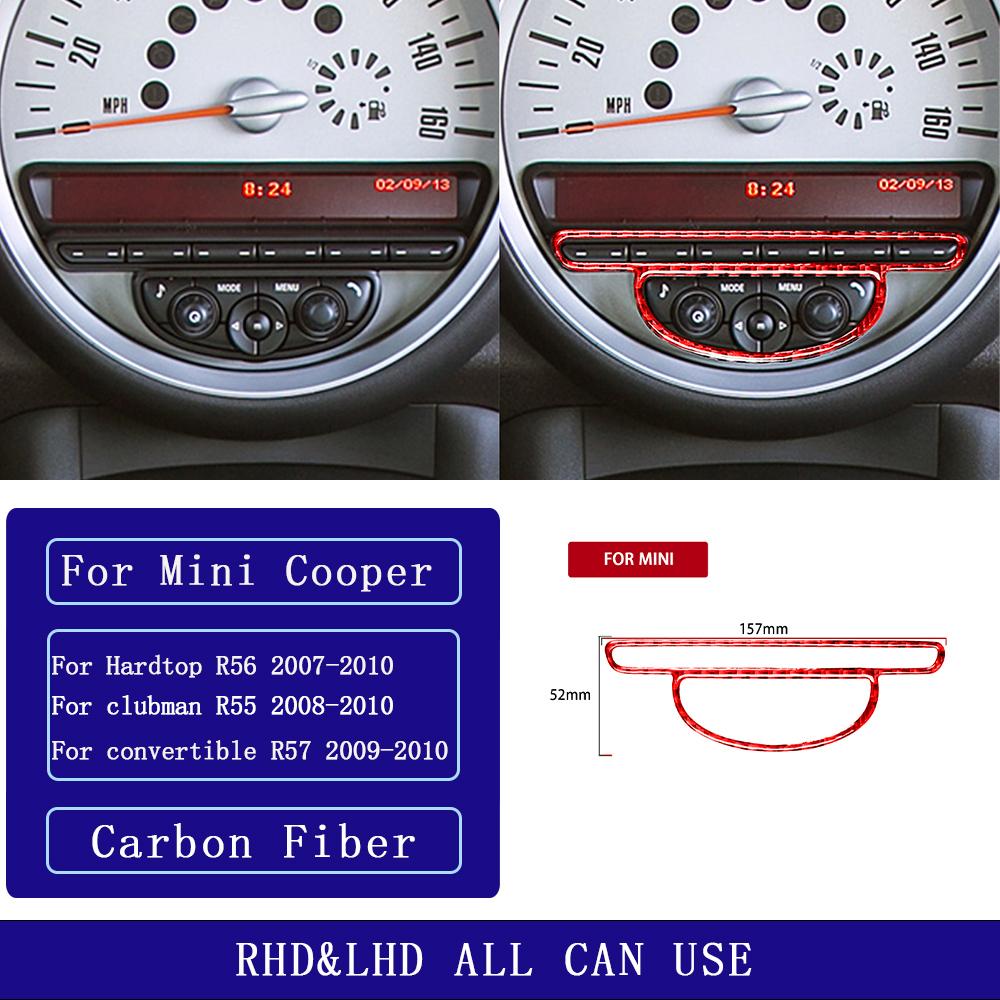 

For mini cooper R56 R55 R57 2007-2010 Carbon Fiber speedometer radio air vents Panel Car Interior Accessories Decorative Sticker