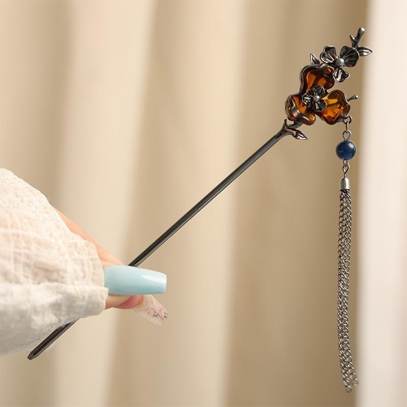 Chinese Ancient Style Elegant Butterfly Tassel Women's Hairpin Fashionable Personality Hanfu Horse Face Skirt Hair Accessories