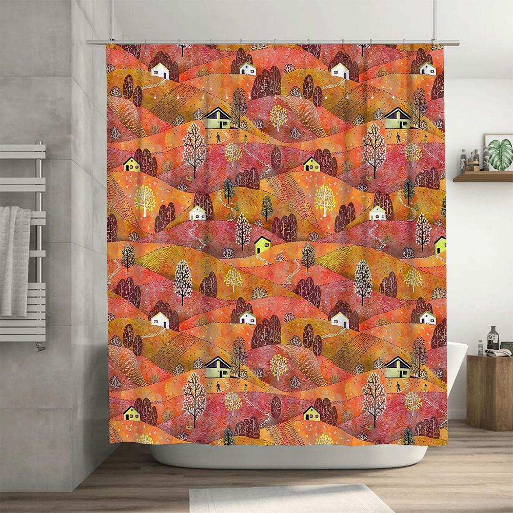 Botanical Shower Curtain Vintage Landscape Decor Farmhouse Bathroom Set Rustic Floral Print Nature Inspired Cottagecore Aestheti