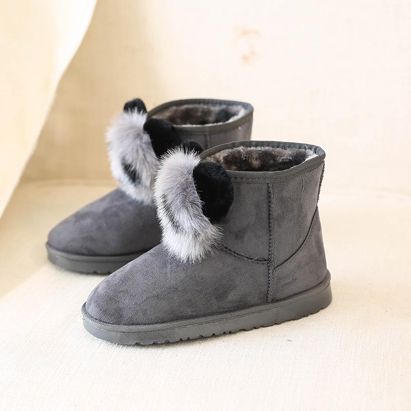 Snow Boots Women's Short Boots Velvet New Women's Boots 2025 Winter Korean Version Cotton Shoes Hairball Panda Short Boots