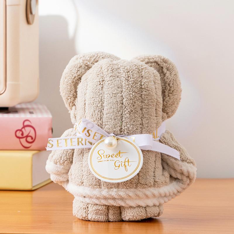 Baby Bear Hand Towel With Soft Coral Fleece For Wedding Favor And Party Decor