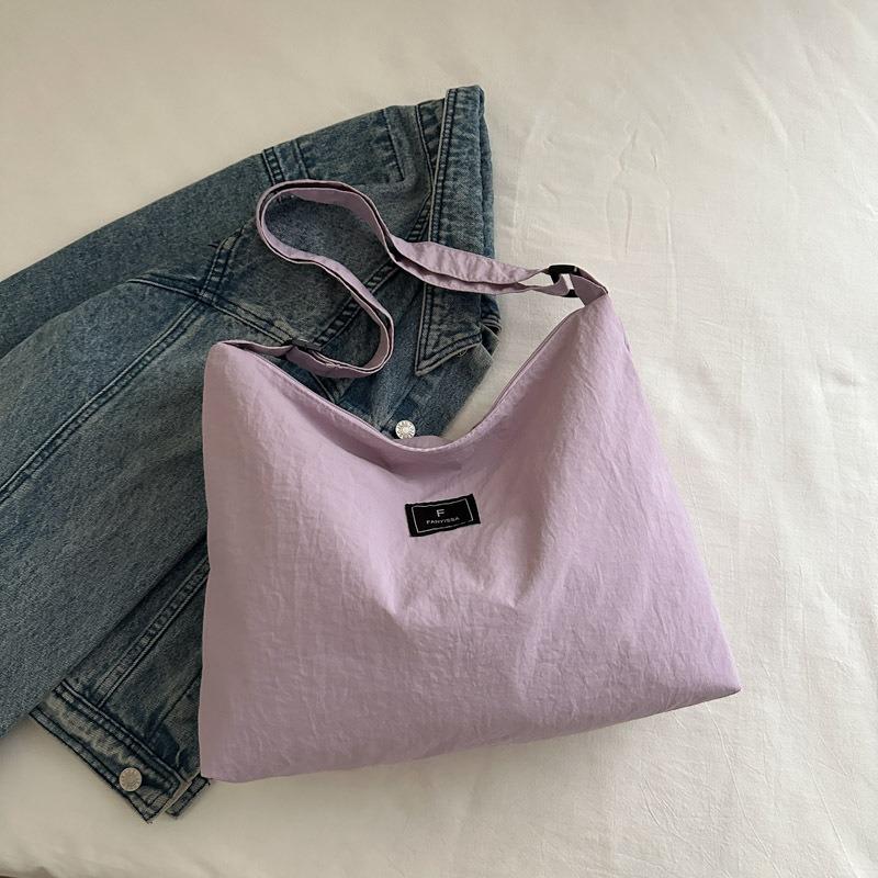 Simple and Casual Design, Large-capacity Waterproof Nylon Bag, Shoulder Bag, Women's Lightweight Literary Commuter Tote Bag