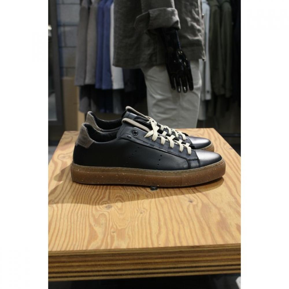 Panikalle Mario Napa Leather Suede Color Block Black CalFskin Sneakers F aFo501bk